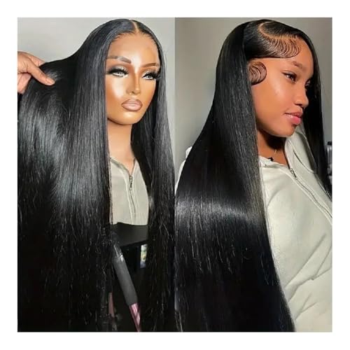 Premium Echthaarperücke, 13x4 HD Lace Front Perücke brasilianische gerade Echthaarperücke for Frauen 200 Dichte 13x6 transparente Spitze Frontal Perücke, Natürliches Aussehen und angenehmes Tragegefü von Glamour Haven