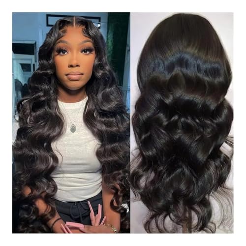 Premium Echthaarperücke, 180 Dichte 20-32 Zoll 13x6Transparent HD Lace Frontal Body Wave Perücken Menschenhaar vorgezupft Remy 13x4 Lace Front Perücke for schwarze Frauen, Natürliches Aussehen und an von Glamour Haven