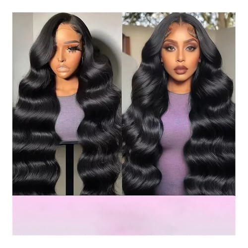 Premium Echthaarperücke, 180 Dichte 22-34 Zoll 13x6 Transparent HD Spitze Frontal Körper Welle Perücken Menschliches Haar Remy 13x4 Spitze Vorne Perücke for Schwarze Frauen, Natürliches Aussehen und von Glamour Haven