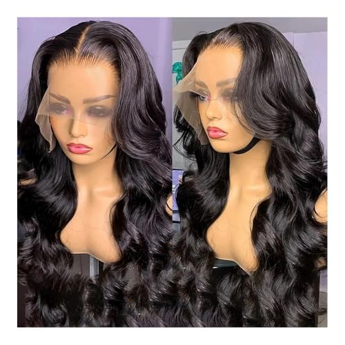 Premium Echthaarperücke, Glueless Körper Welle Perücke Menschliches Haar Brasilianische 13x4 13x6 HD Transparent Spitze Vorne Perücke Pre Gezupft spitze Verschluss Perücken for Frauen, Natürliches Au von Glamour Haven