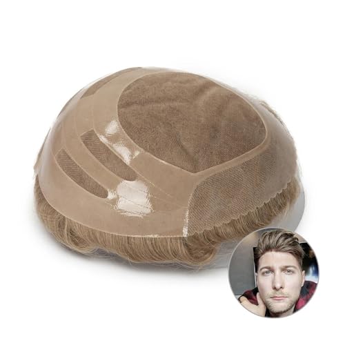 Männer mit perücke. Atmungsaktiv for männliche Haarprothese, 100% Echthaar-Toupet, Herren-Perücke, Haarsysteme Du musst doch mehr sein, jeden tag(Medium Brown) von Glamour Haven