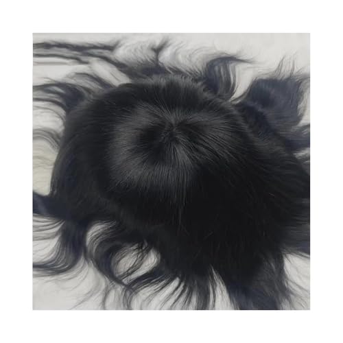 Realistischer, natürlich aussehender Echthaar-Perü Glattes Mono-Spitze-Menschenhaar-Toupet for Männer, langlebiges Mono-Spitze-Männerperücke-Haarteil, Kapillarprothesenfarbe(6x9) von Glamour Haven
