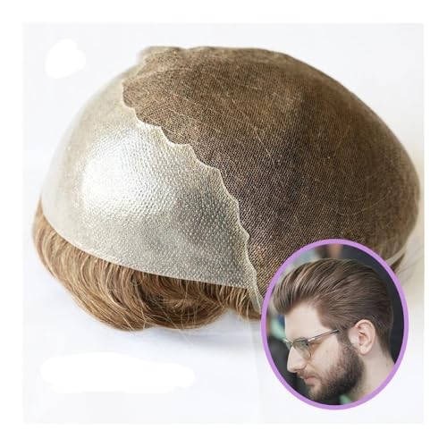 Realistischer, natürlich aussehender Echthaar-Perü Männer Menschliches Haar Ersatz System Einheit Toupet Perücke for Männer Langlebige Männliche Haar Prothese männer Perücken(Jet black,7x9) von Glamour Haven