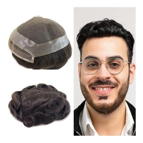 Realistischer, natürlich aussehender Echthaar-Perü Männer Toupet Spitze Echthaar Perücken Menschlicher Haaransatz Langlebige Männer Kapillarprothese Echthaar Systemeinheiten von Glamour Haven
