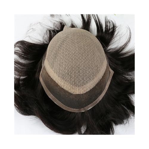 Realistischer, natürlich aussehender Echthaar-Perü Schweizer Spitze vorne Seide Basis I Spitze Stil Perücken for Männer Toupet Männer langlebige Seide Basis menschliches Haar System Einheit Herren Per von Glamour Haven