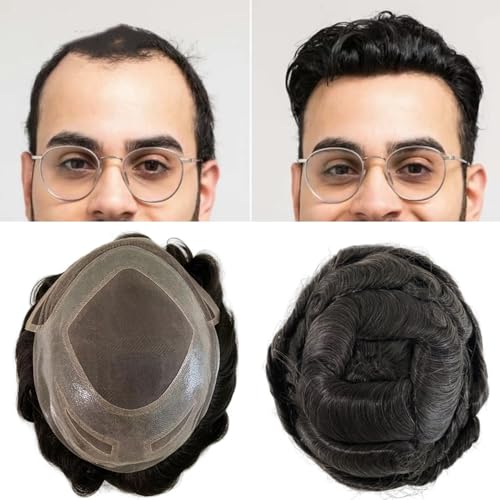 Realistischer, natürlich aussehender Echthaar-Perü Spitze Herren Kapillarprothese Mann Toupet Echthaar Perücke Front HD Spitze Haaransatz Indisches Männer Toupet Haarteil von Glamour Haven