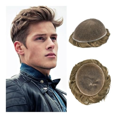 Realistischer, natürlich aussehender Echthaar-Perü Volle Spitze Männer Toupet Echthaar Perücke Indisches Remy Menschenhaar Atmungsaktive Weiche Kapillare Prothese Haaransatz System Mann Perücken(7x9) von Solunovia