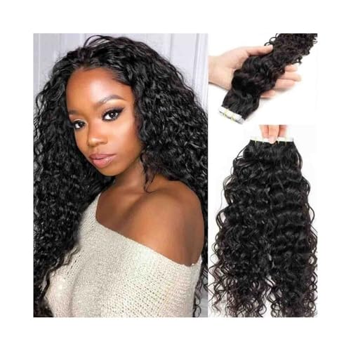 Tape-in-Haarverlängerungen Gewellte Locken for Damen, doppelseitiges Haarverlängerungsband, Perücken Unsichtbare Tape-Ins für natürliches Aussehen und(20 inch) von Glamour Haven