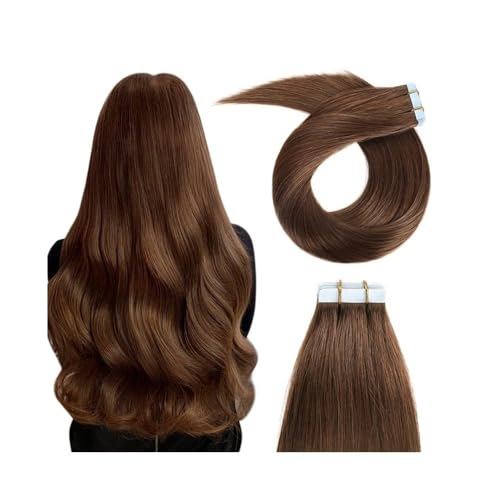 Tape-in-Haarverlängerungen Glatte Haarverlängerungen for Damen, 20 Stück/50 g, doppelseitig klebende, unsichtbare Perücke Unsichtbare Tape-Ins für natürliches Aussehen und(Brown,16 inch) von Glamour Haven