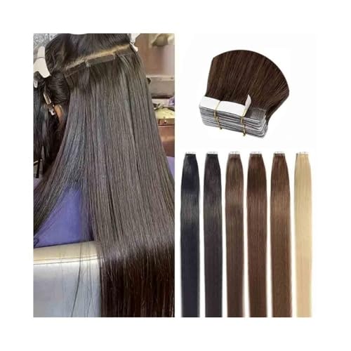 Tape-in-Haarverlängerungen Perücken for Frauen, unsichtbare nahtlose Haarband-Extensions, 50 g, 20 Stück Unsichtbare Tape-Ins für natürliches Aussehen und(Black,22 inch) von Glamour Haven