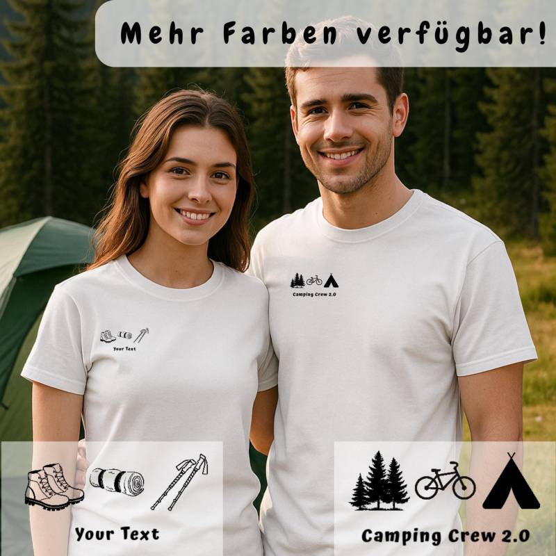 Personalisiertes Familie Camping T-Shirt - 3 Camping-Motive Und Wunschtext Geschenk Für Camper, Zeltlager, Festival, Wanderer, Abenteuer von GlamourDesignDE