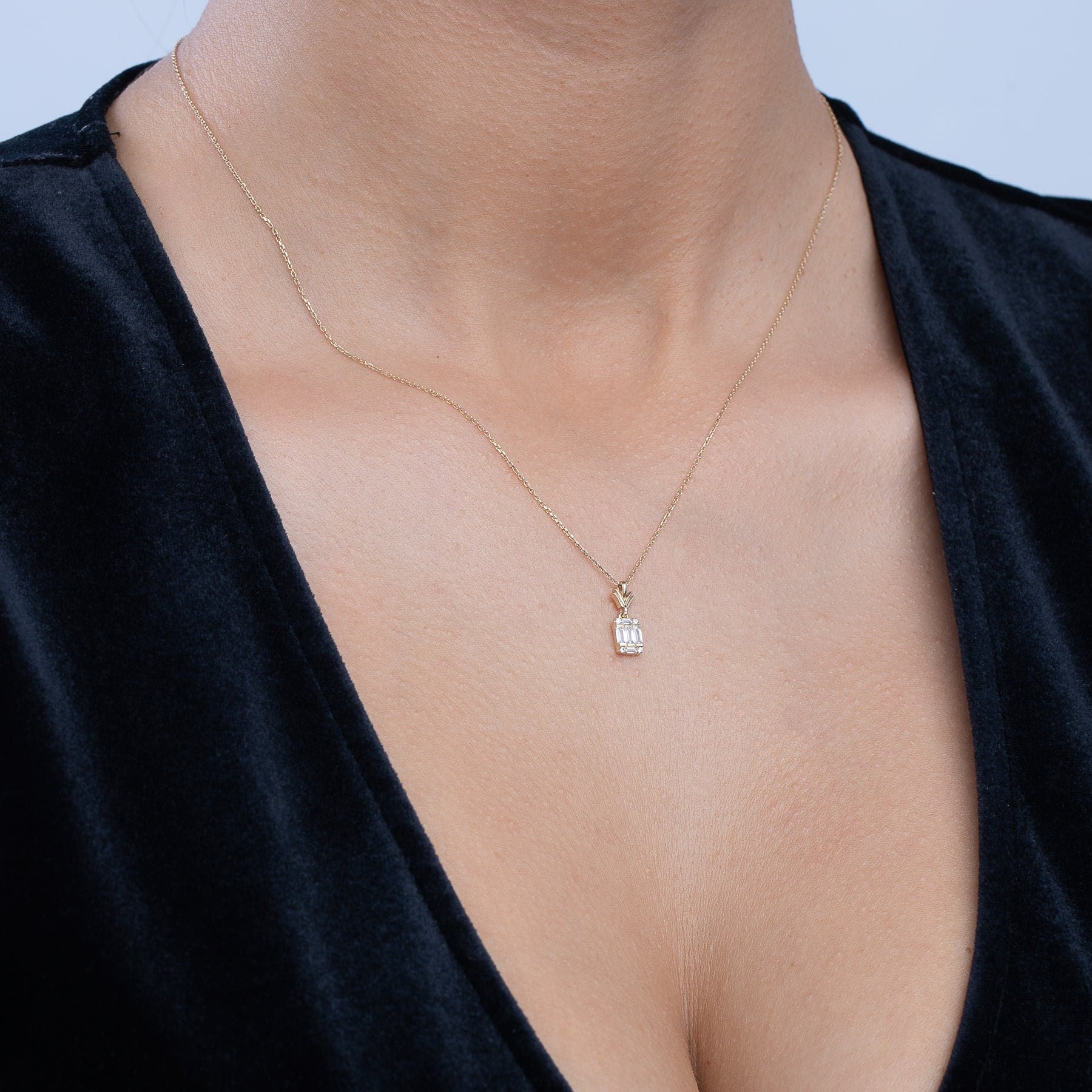 Ananas Baguette Halskette, 14K Gold Halsketten Für Frauen, Geschenk Sie, Frauen Schmuck von GlamourJewelryHouse