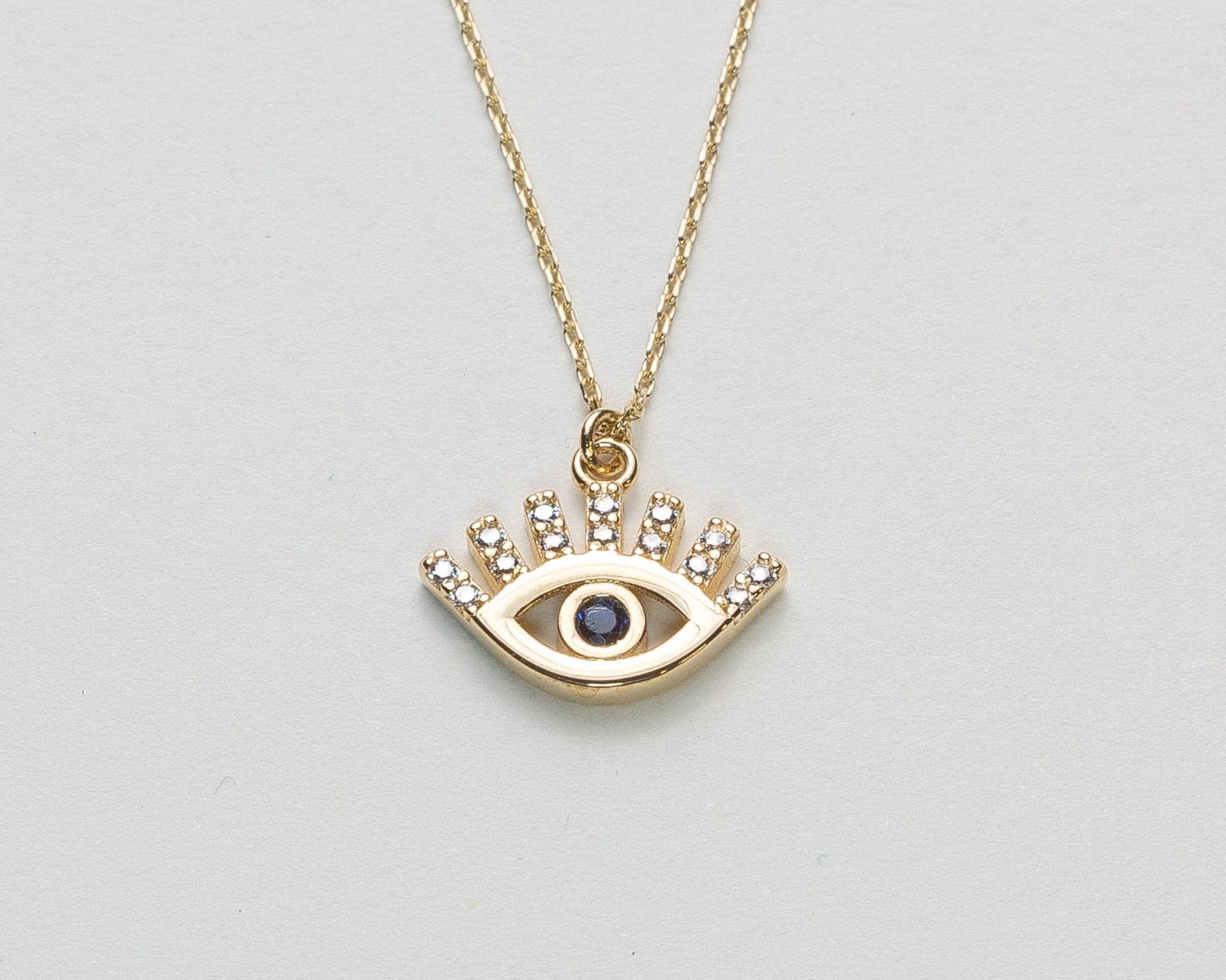 Evil Eye 14K Gold Halskette, Halsketten Für Frauen, Baum Des Lebens Geschenk Sie, Frauen Schmuck von GlamourJewelryHouse