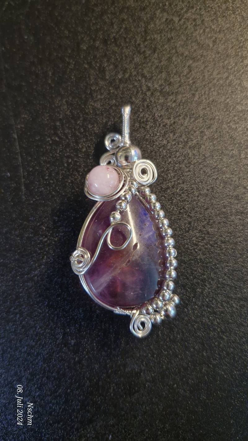 Flourit Kristall, Hell Lila, Rosa Anhänger Halskette Silberdraht Gewickelt Edelstein Handgemachter Schmuck Geschenk Kristall Flourit Kristall, Hell Lila, Rosa Anhänger Halskette Silberdraht Gewickelt Edelstein Handgemachter Schmuck Geschenk Kristall von GlamourPerleNicole