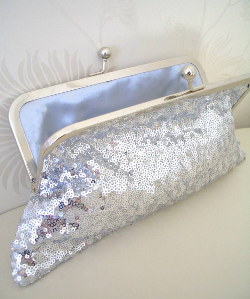 Silber Pailletten-Kupplung, Hochzeits-Kupplung, Abend-Pailletten-Kupplung, Brautjungfer-Kupplung, Braut-Pailletten-Kupplung von GlamourPurse