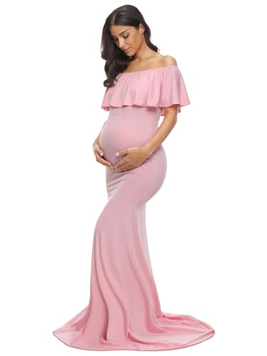 Glampunch Schulterfreies Umstandskleid für Damen, elegant, schmal, passend für Maxi-Fotografie-Kleid, A-rosa, Mittel Glampunch Schulterfreies Umstandskleid für Damen, elegant, schmal, passend für Maxi-Fotografie-Kleid, A-rosa, Mittel von Glampunch