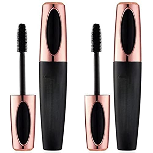 4D Mascara x2 GLAMZA Long Lash Silk Fiber Mascara für längere, dickere Wimpern – wasserdicht & wischfest (Schwarz) von Glamza