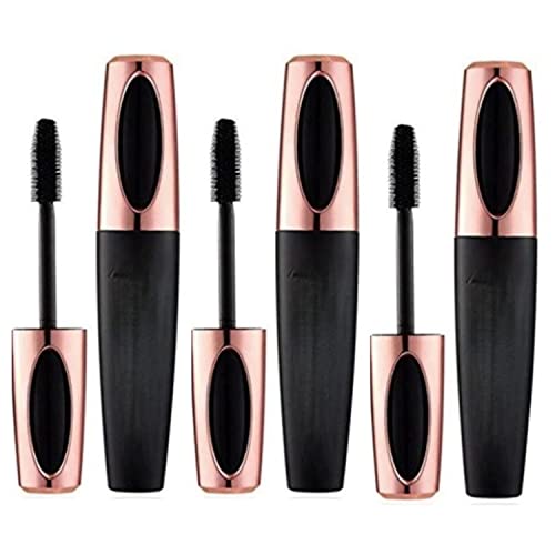 4D Mascara x3 GLAMZA Long Lash Silk Fiber Mascara für längere, dickere Wimpern - Wasserdicht & Wischfest (Schwarz) von Glamza