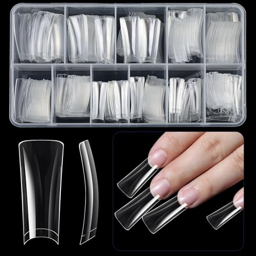 504x Kunstnägel Spitzen Gebogene Nagelspitzen Klare Entennägel Spitzen Halbe Abdeckungen Künstliche Nägel Zum Aufdrücken Von Nägeln Tipps Für Frauen Und Mädchen von Glanhbnol