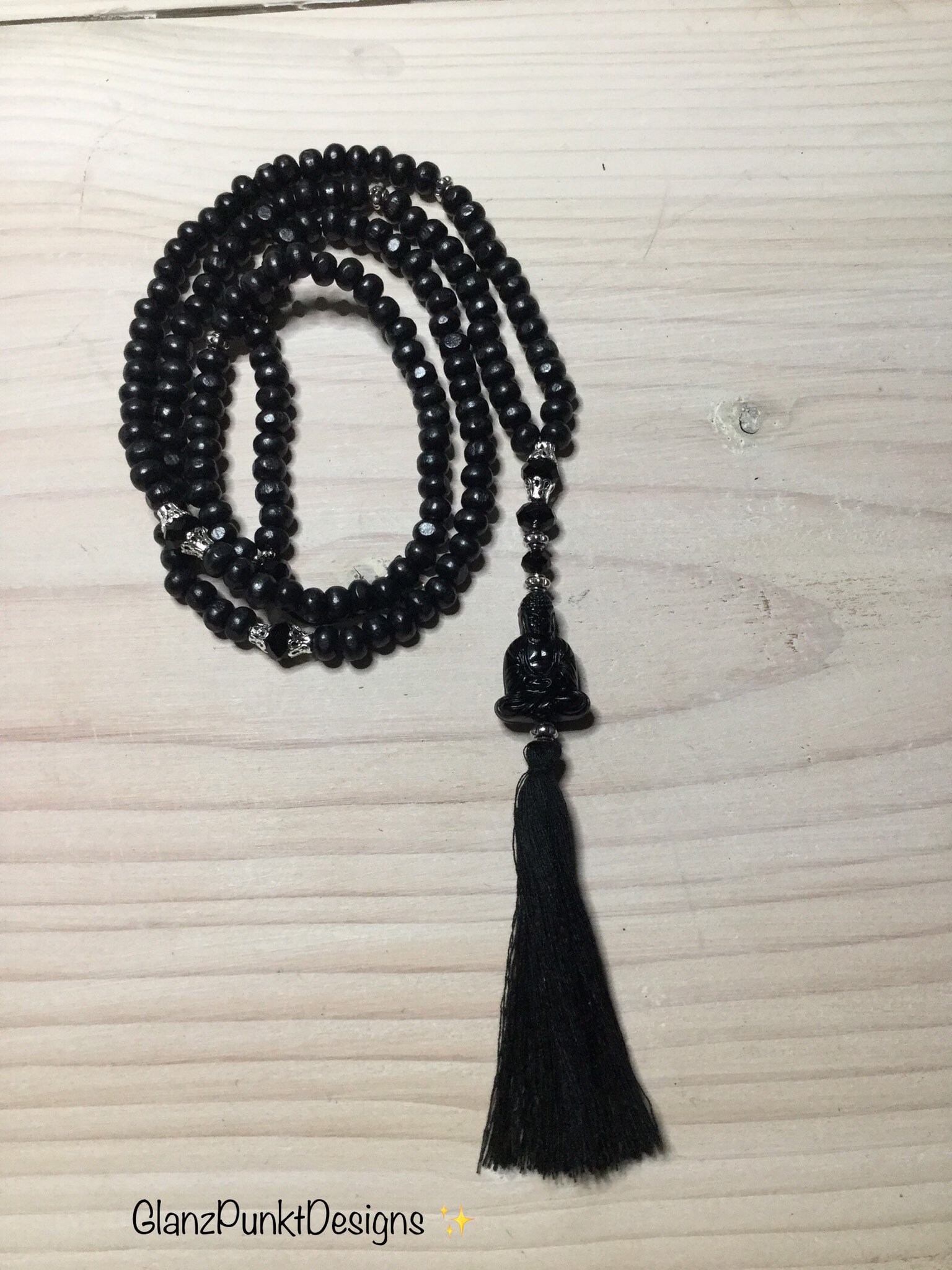 Buddhakette Lang Blackinblack Schwarz Mala Hippie Boho Gipsy Buddhakette Lang Blackinblack Schwarz Mala Hippie Boho Gipsy von GlanzPunktDesigns