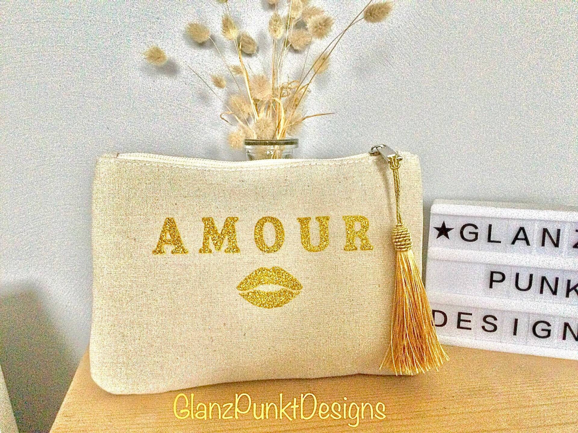 Kosmetiktasche „Amour" Gold Kosmetiktasche „Amour" Gold von GlanzPunktDesigns