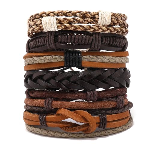 6 Stk. Geflochtene PU Lederarmbänder für Männer Frauen Manschette Wickel Armbänder, Hanfseil Ethnisches Tribal Armband Men Geflochten Breites Armbänder Set Herrenarmbänder, Größe Verstellbar 6 Stk. Geflochtene PU Lederarmbänder für Männer Frauen Manschette Wickel Armbänder, Hanfseil Ethnisches Tribal Armband Men Geflochten Breites Armbänder Set Herrenarmbänder, Größe Verstellbar von Glanzend