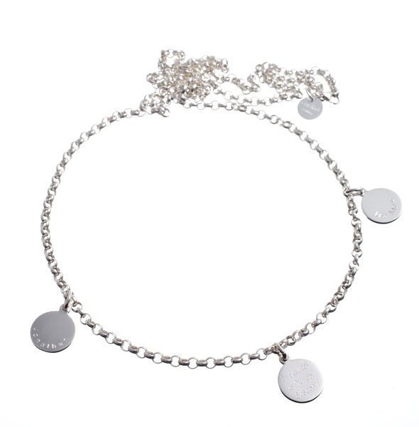 Familienkette | 55cm Mit 3 Gravurplättchen 925, Namenskette, Id Kette, Silberkette Anhängern von Glanzreich