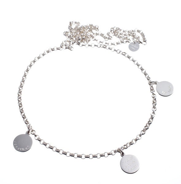 Familienkette Mit 3 Namensplättchen | 90cm, Silber von Glanzreich