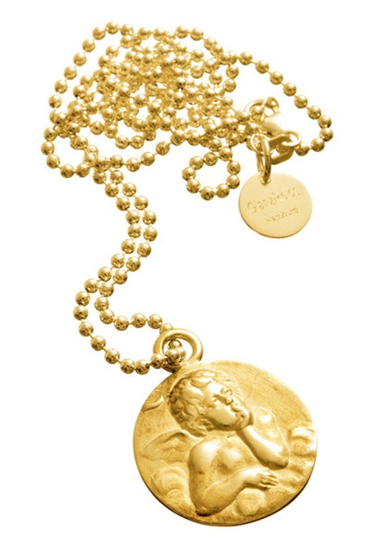 Schutzengel | 23mm Mit Gravur, Silber Vergoldet von Glanzreich