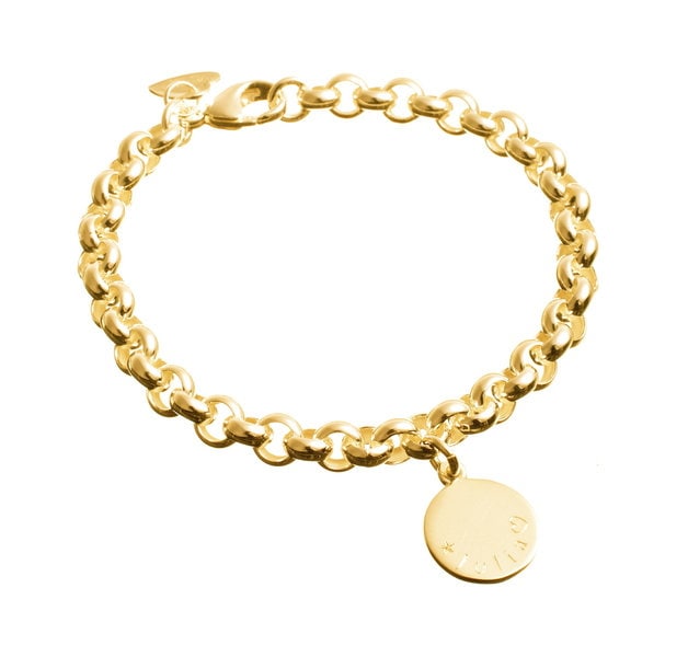 Silberarmband Mit 1 Namensplättchen Vergoldet Gravur, Bettelarmband Goldenes Armband Id Armband, Namensarmband von Glanzreich