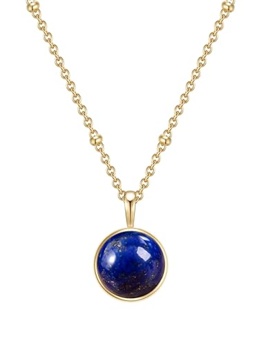 Glanzstücke Damen-Kette Sterling Silber gelbgold mit Anhänger Lapislazuli blau - Edelsteinkette für Frauen Heilsteine Lapis-lazuli von GLANZSTÜCKE MÜNCHEN