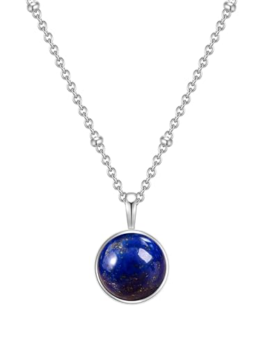 Glanzstücke Damen-Kette Sterling Silber mit Anhänger Lapislazuli blau Länge 40 cm + Verlängerung 5 cm - Edelsteinkette für Frauen Heilsteine Lapis-lazuli von GLANZSTÜCKE MÜNCHEN