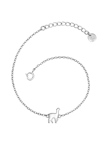 GLANZSTÜCKE MÜNCHEN Damen-Armband Alpaka Sterling Silber 17 + 3 cm - Freundschaftsarmband Armkettchen Lama Arm-Schmuck von GLANZSTÜCKE MÜNCHEN