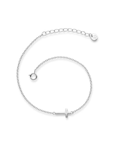 Glanzstücke München Damen-Armband Kreuz Sterling Silber 17 + 3 cm - Silberkettchen Armband mit Anhänger Armkettchen Silber von GLANZSTÜCKE MÜNCHEN