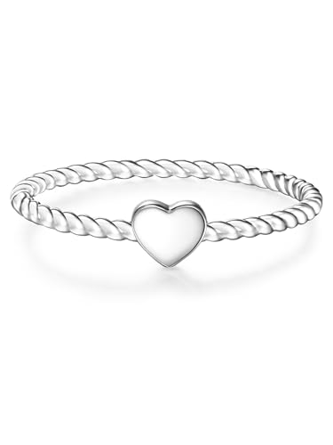 GLANZSTÜCKE MÜNCHEN Damen-Ring Herz Sterling Silber - Damen-Schmuck Freundschafts-Ringe dünner Steck-Ring Herzring von GLANZSTÜCKE MÜNCHEN