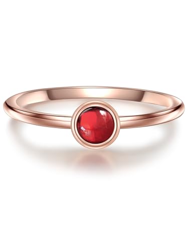 Glanzstücke München Damen-Ring Sterling Silber 925 rosévergoldet mit Granat - Edelstein-Ring mit Stein Granat-Ring Rosegold-Farben von GLANZSTÜCKE MÜNCHEN