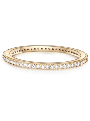 Glanzstücke München Damen-Ring Sterling Silber gelbvergoldet Zirkonia weiß - Memory Ring Stapel-Ring filigran von GLANZSTÜCKE MÜNCHEN