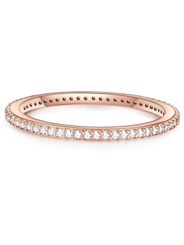 Glanzstücke München Damen-Ring Sterling Silber rosévergoldet Zirkonia weiß - Memory Ring Stapel-Ring filigran von GLANZSTÜCKE MÜNCHEN