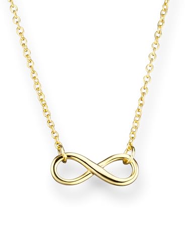 GLANZSTÜCKE MÜNCHEN Damen-Halskette Infinity Sterling Silber gelbvergoldet - Silberkette Unendlichkeit Zeichen Kette mit Anhänger Unendlichkeitssymbol von GLANZSTÜCKE MÜNCHEN