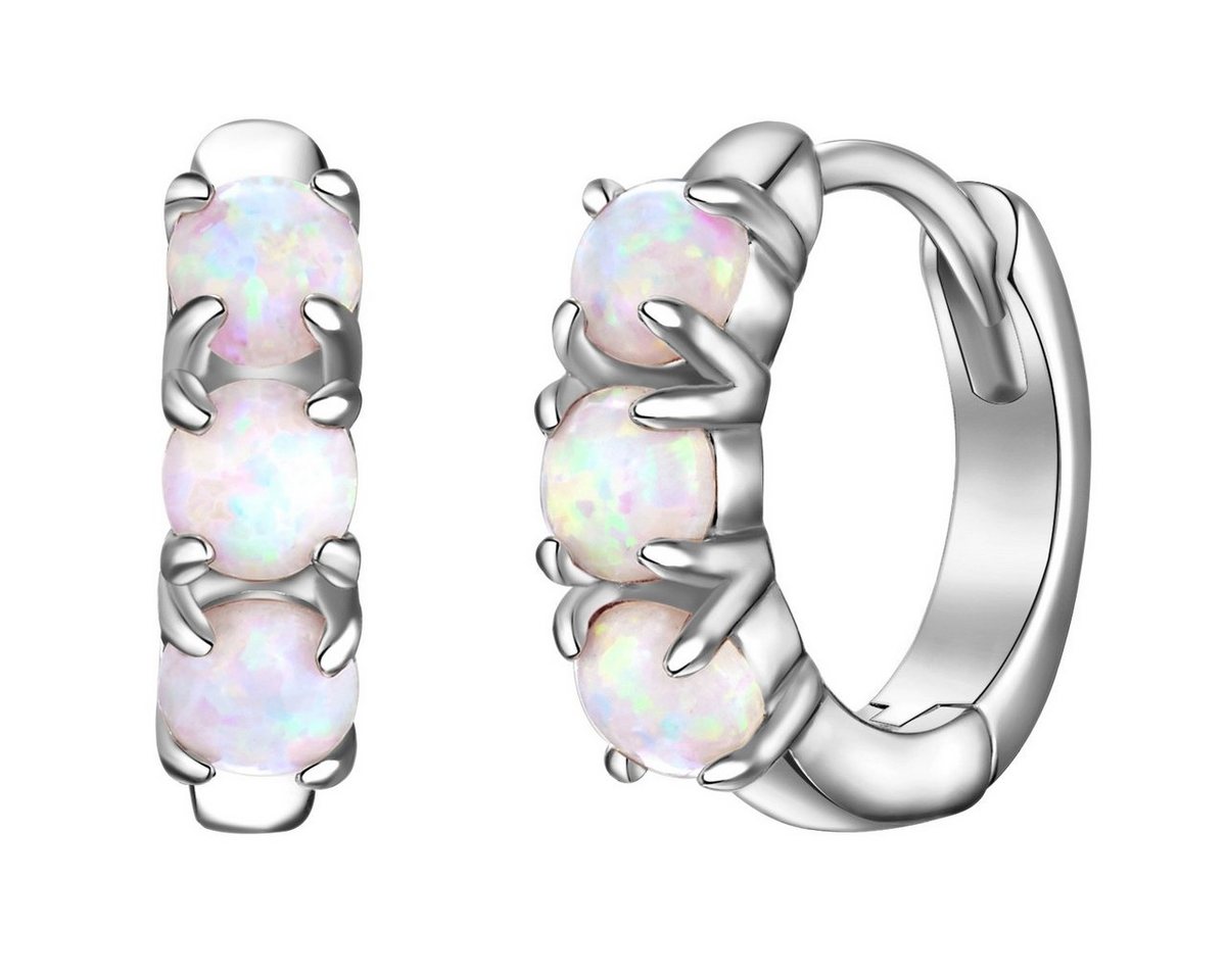 Glanzstücke München Paar Creolen silber, Creolen Sterling Silber Opal (synth) von Glanzstücke München