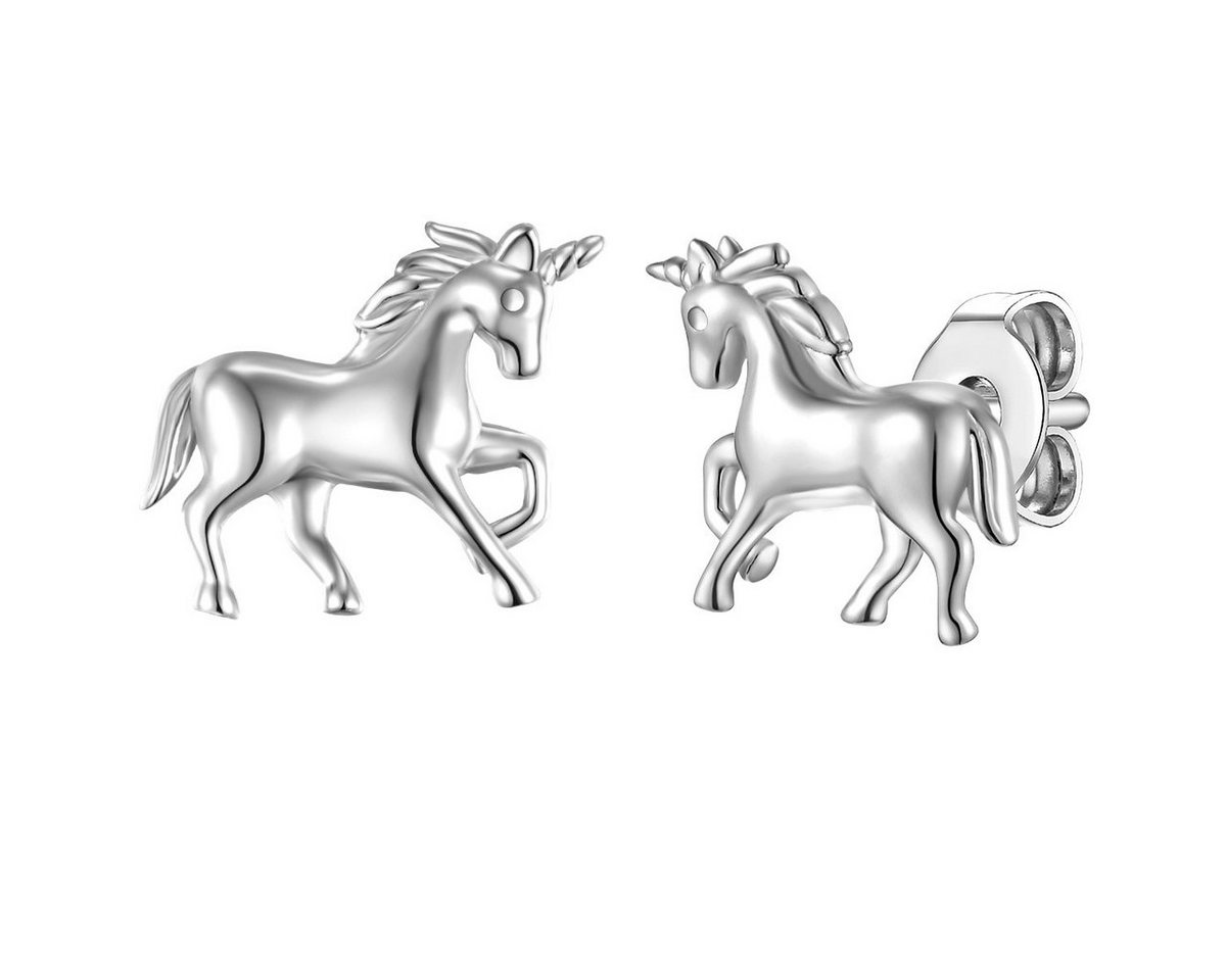 Glanzstücke München Paar Ohrstecker Einhorn silber, Ohrstecker Sterling Silber rosa von Glanzstücke München