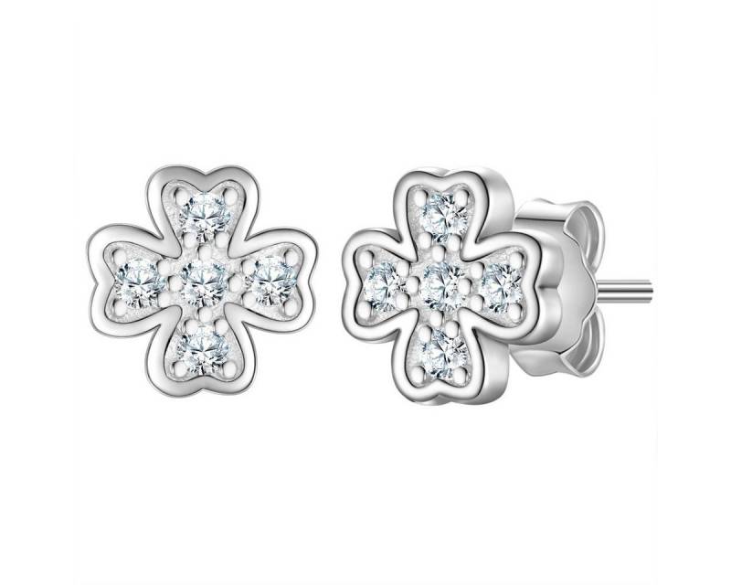 Glanzstücke München Paar Ohrstecker Kleeblatt silber, aus Sterling Silber von Glanzstücke München