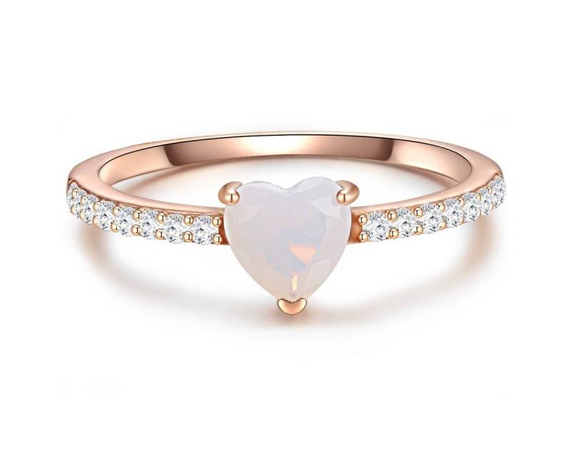 Glanzstücke München Silberring Herz roségold, Ring Sterling Silber roségold Mondstein (synth) Zirkonia weiß von Glanzstücke München