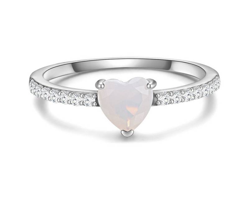Glanzstücke München Silberring Herz silber, Ring Sterling Silber Mondstein (synth) Zirkonia weiß von Glanzstücke München