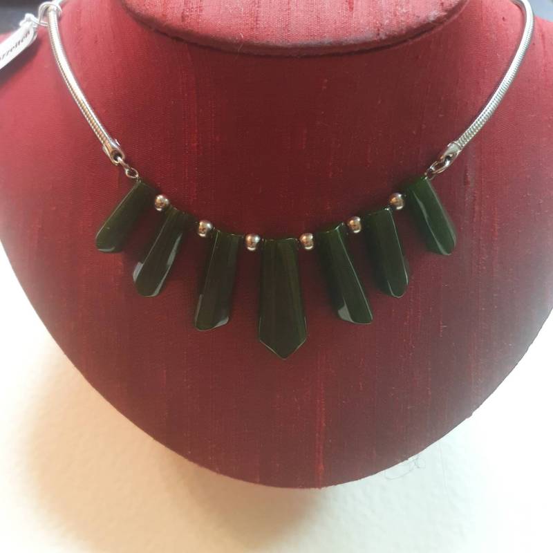 Original Art Deco Collier Bakelite Chrom Von Jakob Bengel Aus Altem Lagerbestand, Ungetragen G von Glanzzeitenvintage