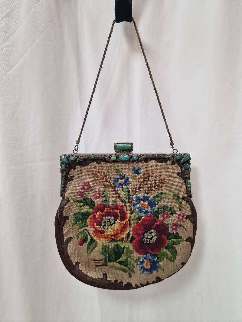Petit Point Tasche Um 1940Er Jahre von Glanzzeitenvintage