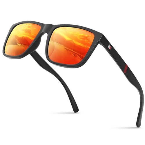 Glapeame Polarisiert-Sonnenbrille-Herren-Damen-Sunglasses-Men-Woman-Unisex Sonnenbrillen Geeignet für Outdoor-Aktivitäten，5-schwarz-rot von Glapeame