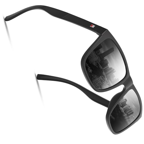 Glapeame Rechteckige Polarisierte sonnenbrille herren für die ReiseLeichtgrau schwarz von Glapeame