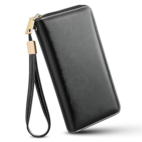 GlasFlength Geldbörse Damen mit RFID, Portemonnaie Damen Gross Geldbeutel Damen Kunstleder Wallet for Women Portmonee Damen Viele Kartenfächer mit Reißverschluss Geldbörse Damen Groß Viele Fächer von GlasFlength