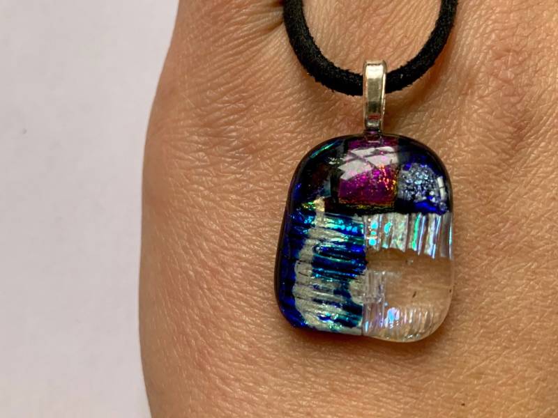 Bunter Mosaik Glasschmuck-Anhänger Mit Halskette von GlaskunstRichter